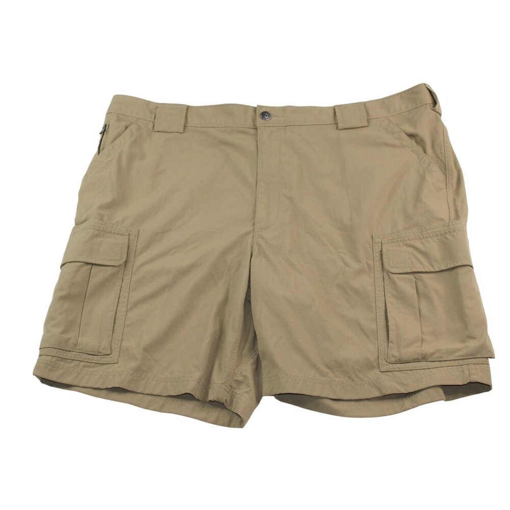 Duluth Trading Co Mens 3XL Dry On The Fly Cargo Shorts Camel Brown Elastic Waist